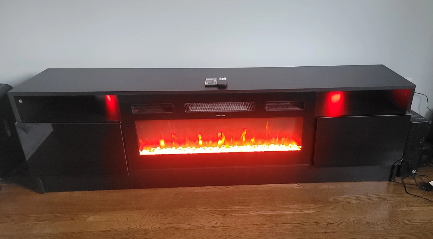 Black Entertainment Console with Electric Fireplace - photo 2