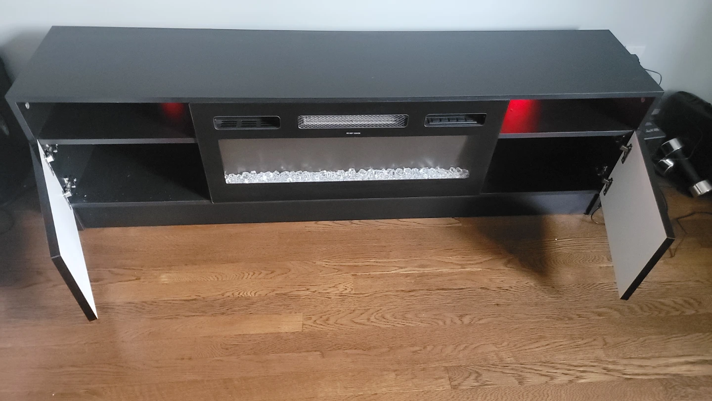 Black Entertainment Console with Electric Fireplace - photo 3