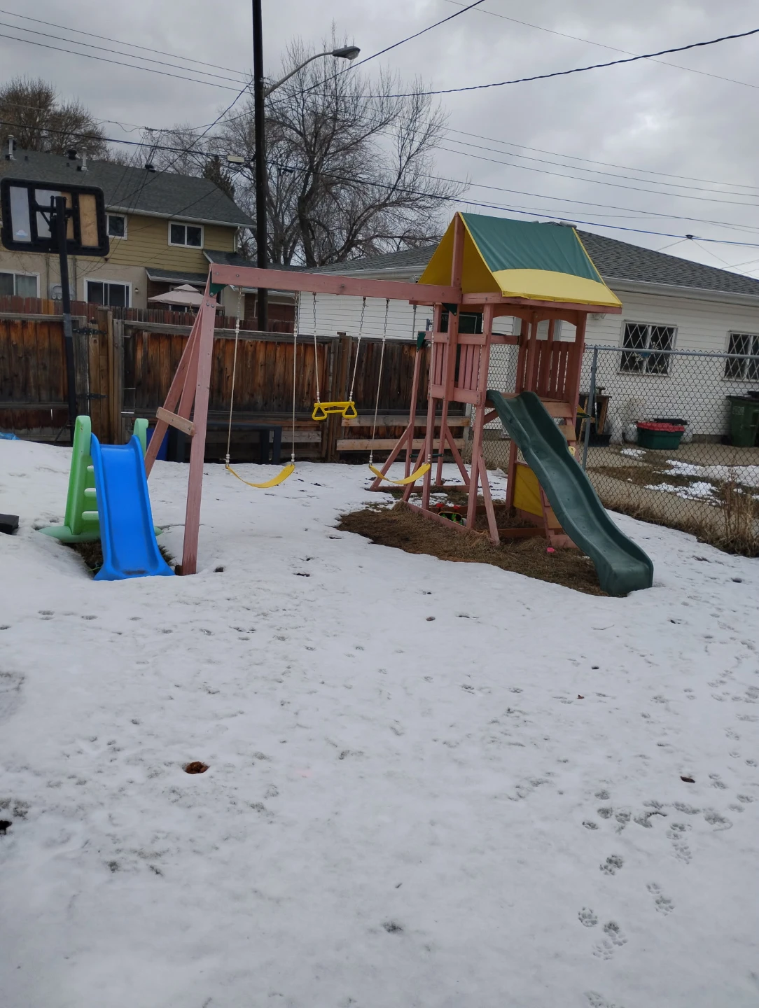 Wooden Swing Set with Slides
