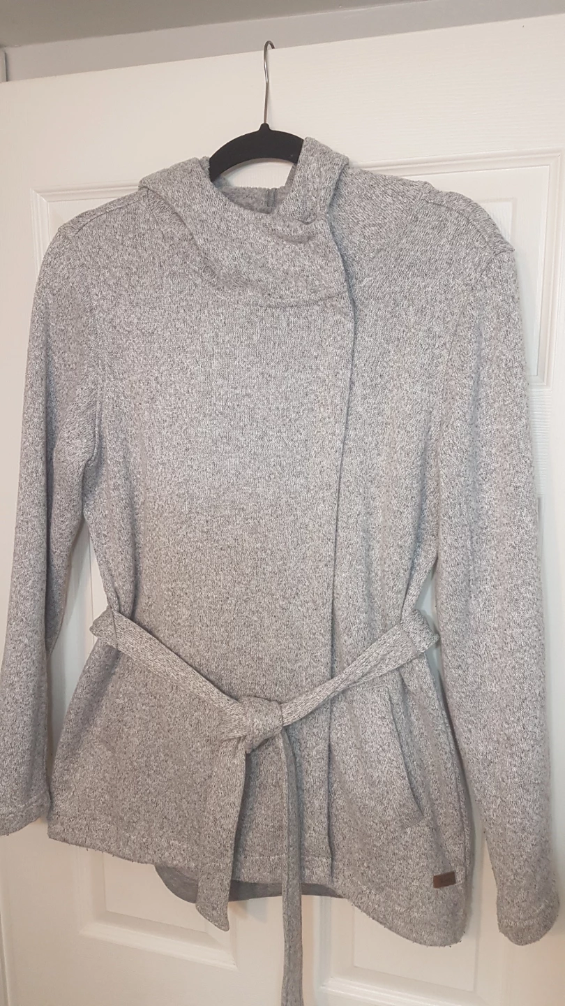 Roots Canada Grey Hooded Wrap Jacket L/G