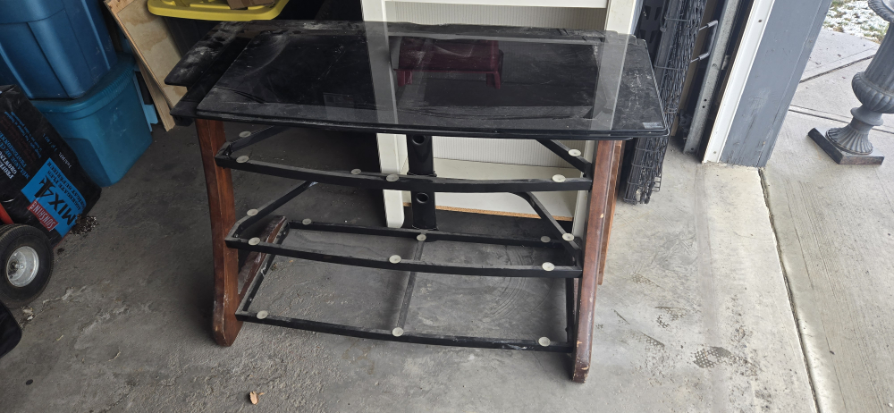 Black Glass Top TV Stand