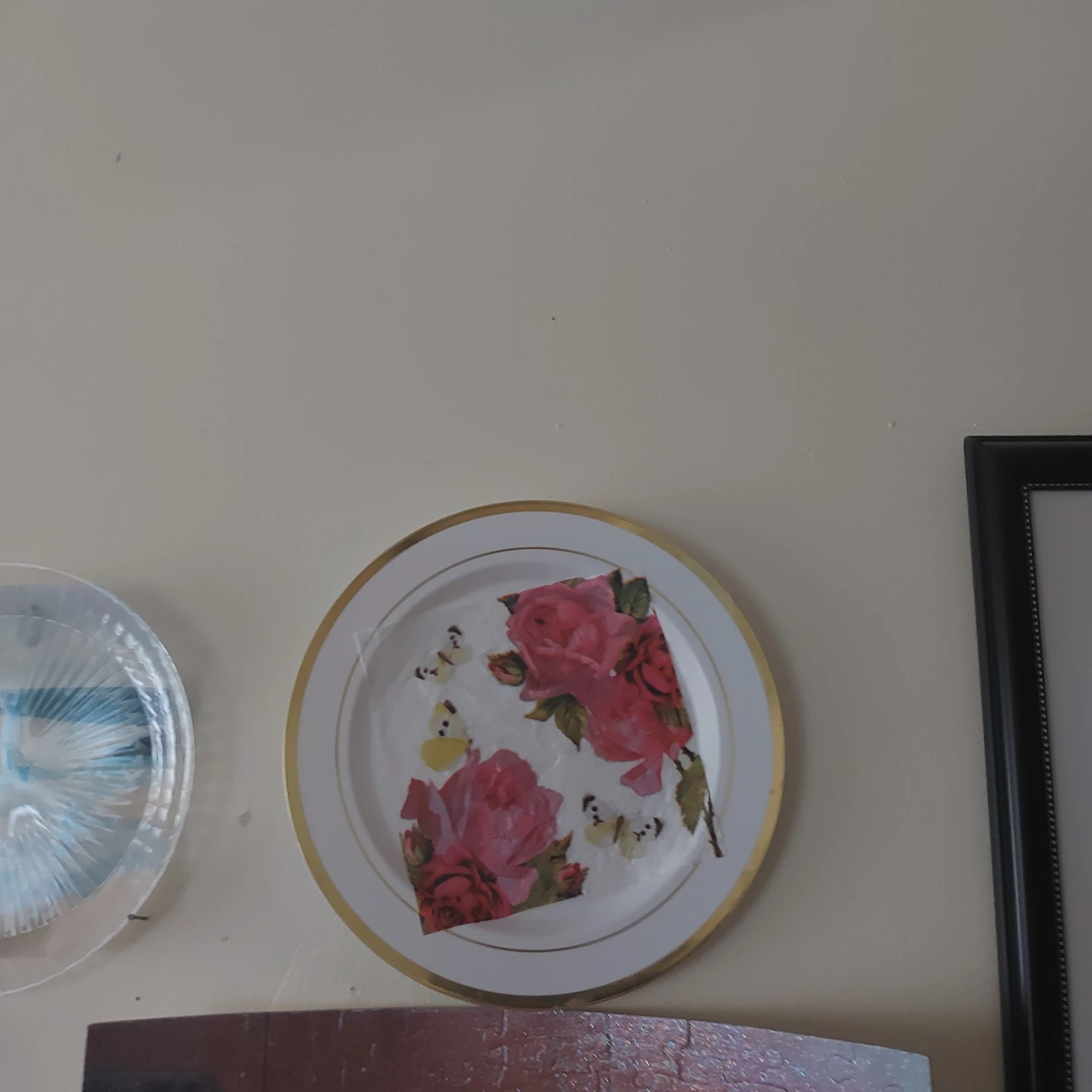 Decorative Plate with Roses and Butterflies
