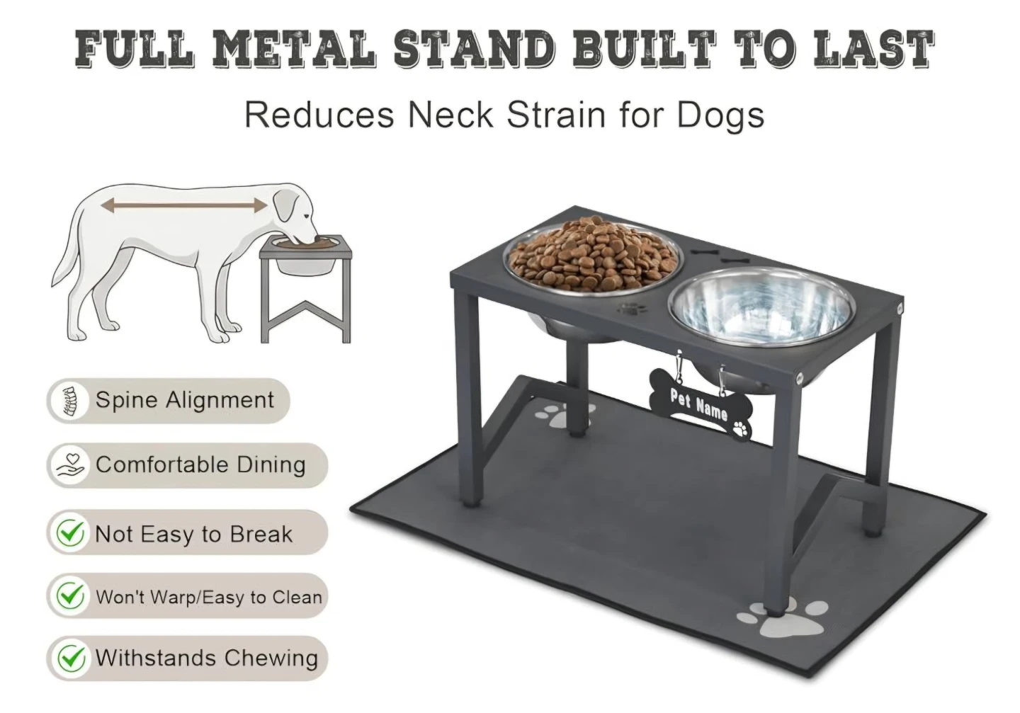 Elevated Dog Bowls Stand 2 with Stainless Steel Bowls - photo 5