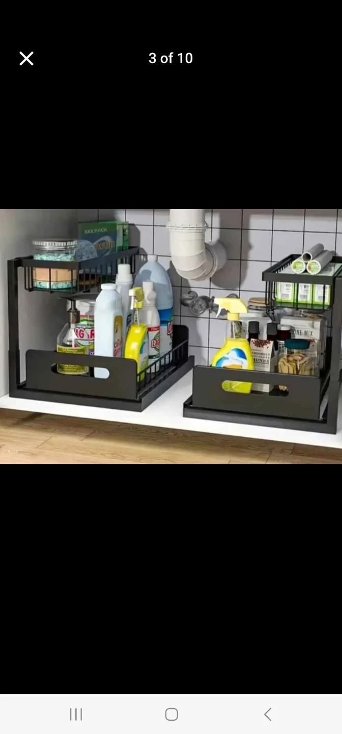 1-Pack Heavy-Duty Metal Under Sink Organizer with 2-Tier Pu... - photo 3