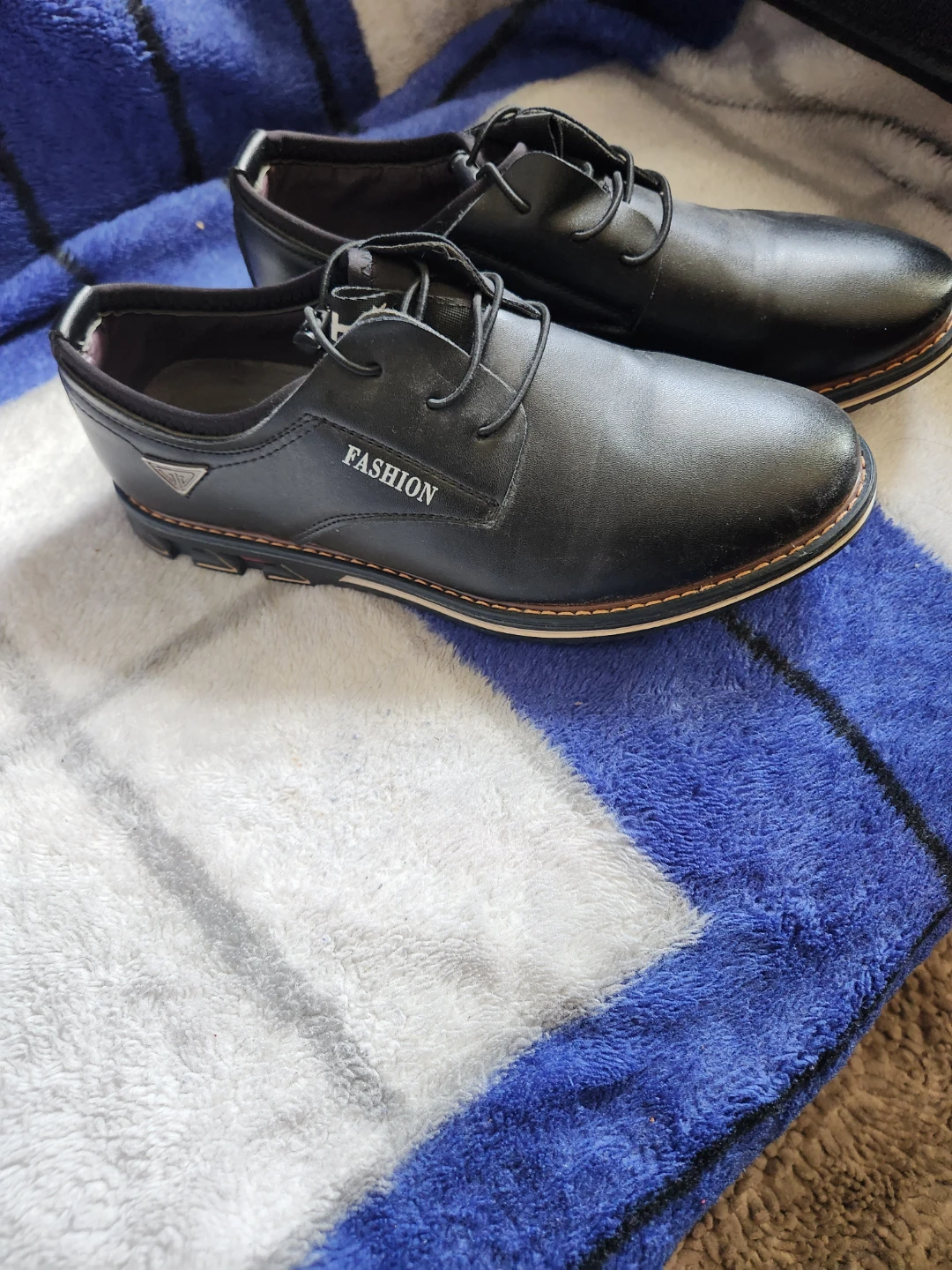 Black Faux Leather Oxford Shoes
