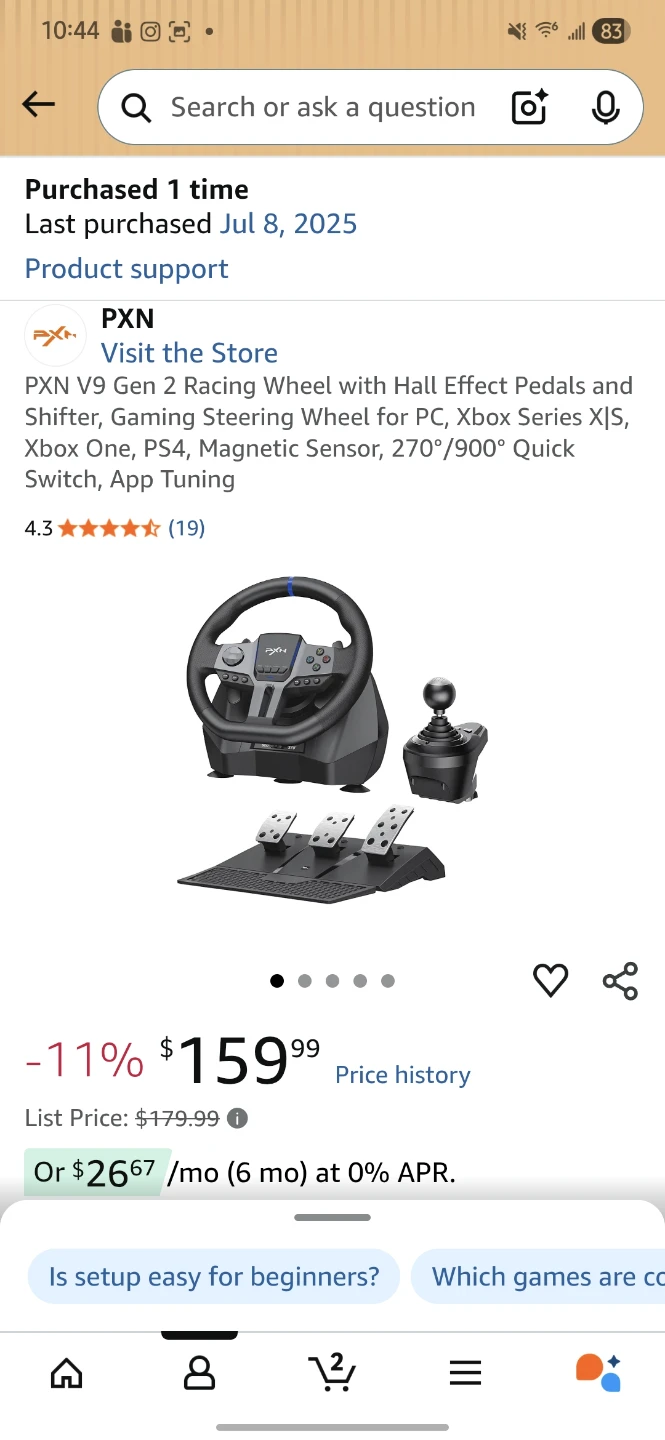 [Needs to go by May 8] PXN V9 Gen 2 Racing Wheel with Pedals