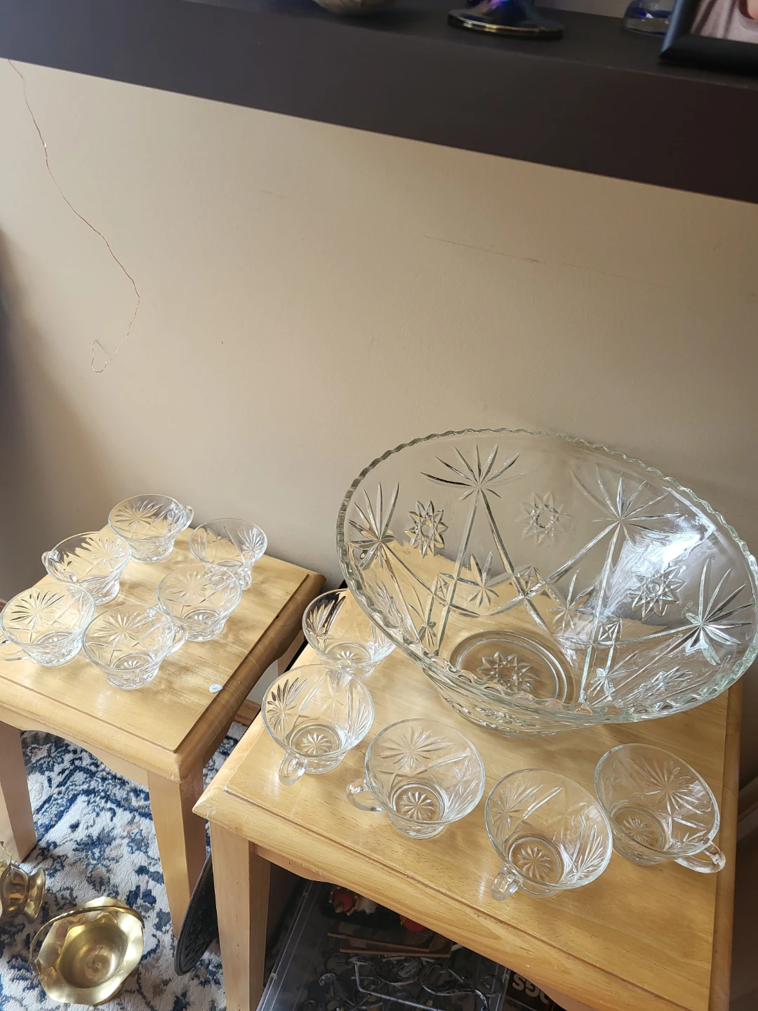 Vintage Glass Punch Bowl Set with 11 Cups - photo 4