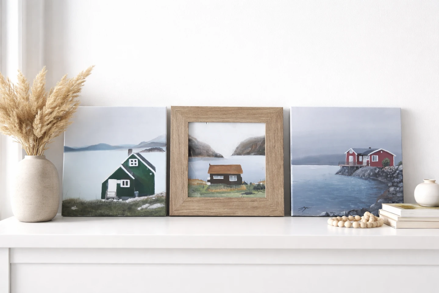 Set of 3 Norway Landscape Acrylic Paintings