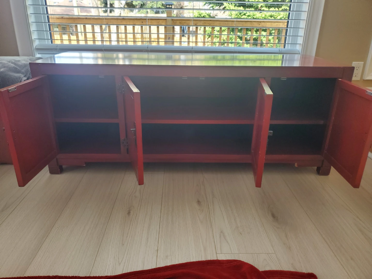 Red Lacquered Asian Style Cabinet/Sideboard - photo 3