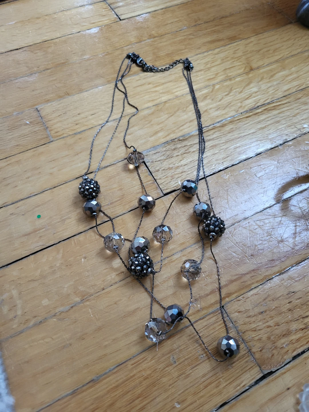 Layered Beaded Necklace with Crystal and Rhinestone Beads