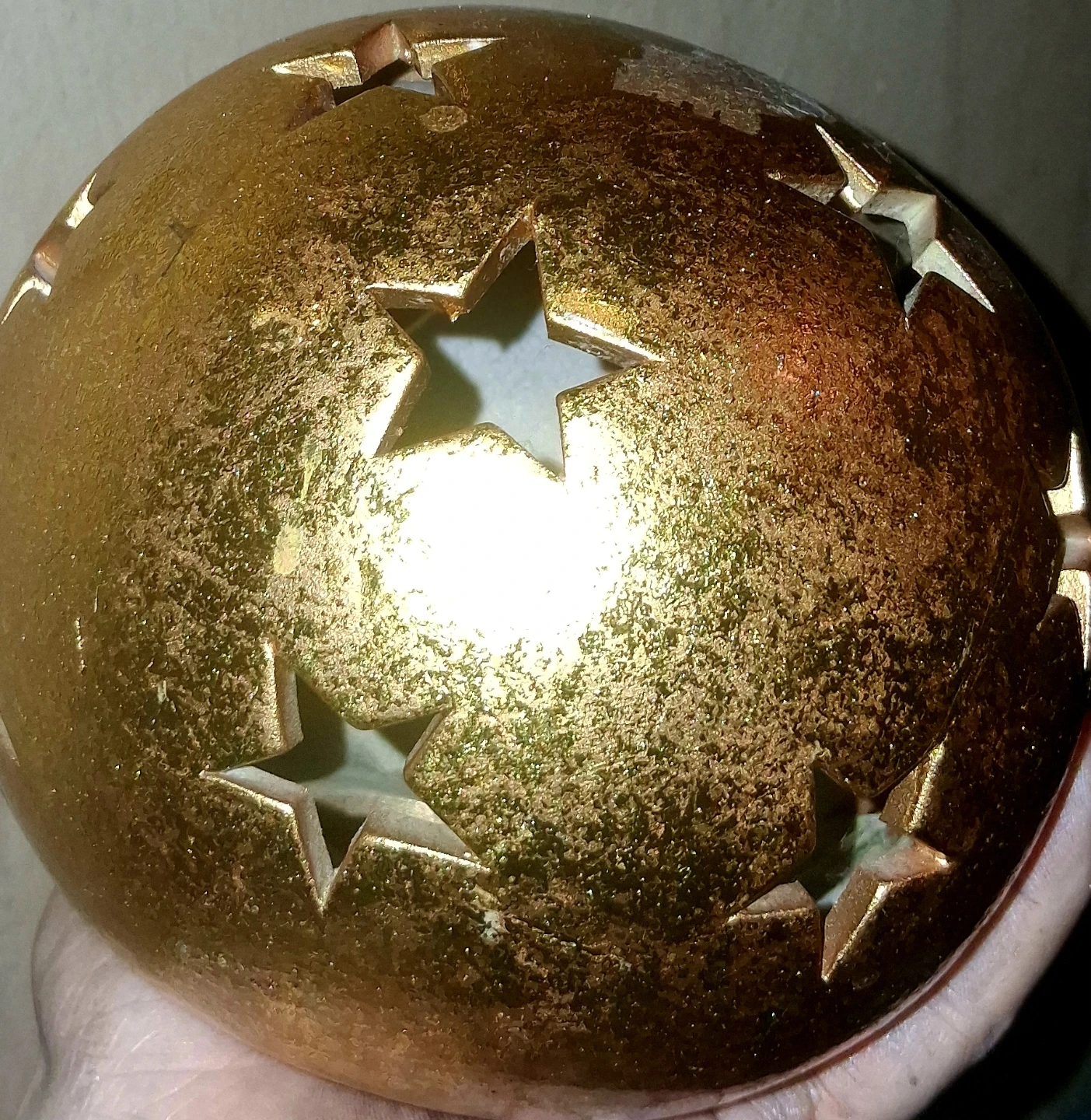 Gold Star Cutout Decorative Orb Tea Light Candle Holder