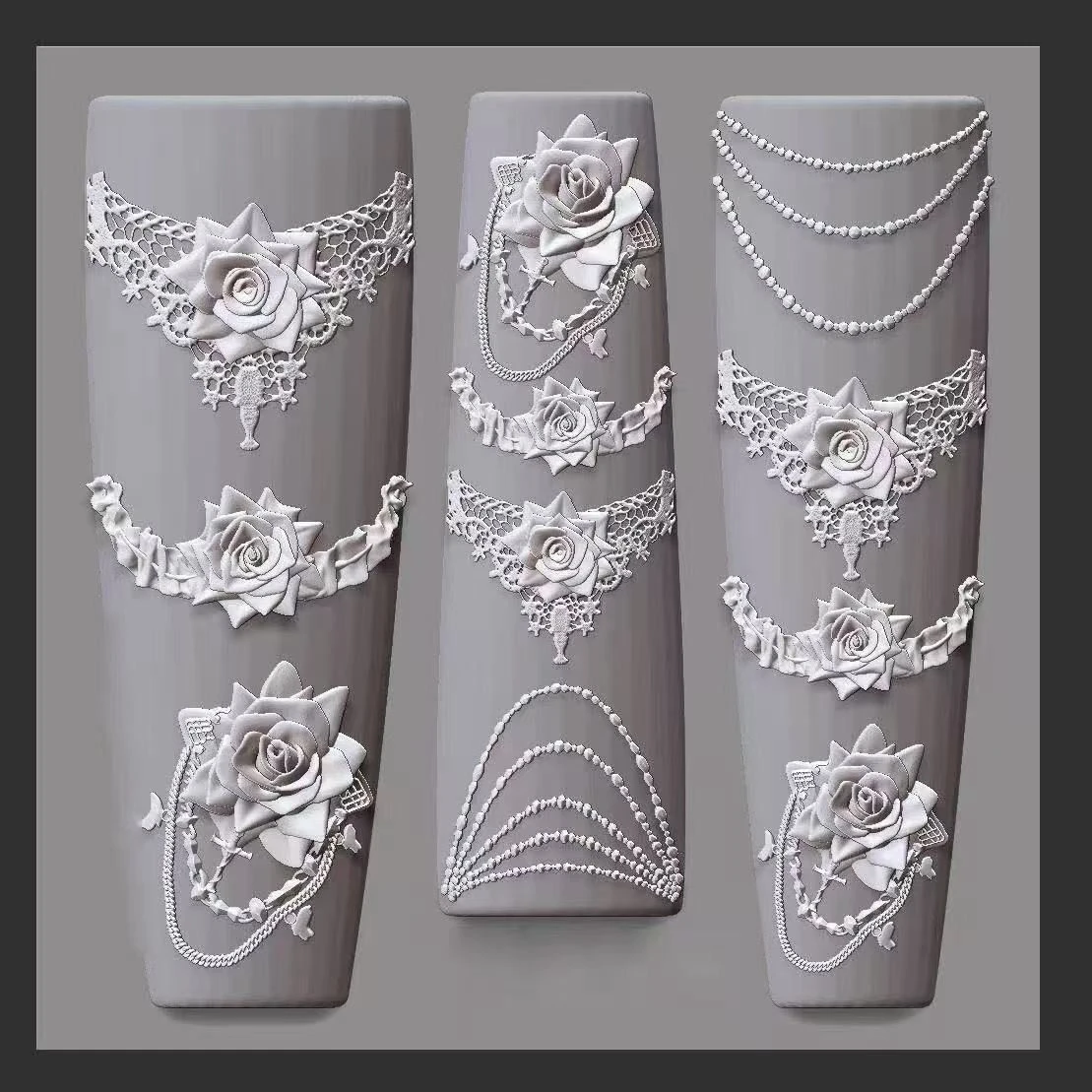 White Lace Rose Necklace Set