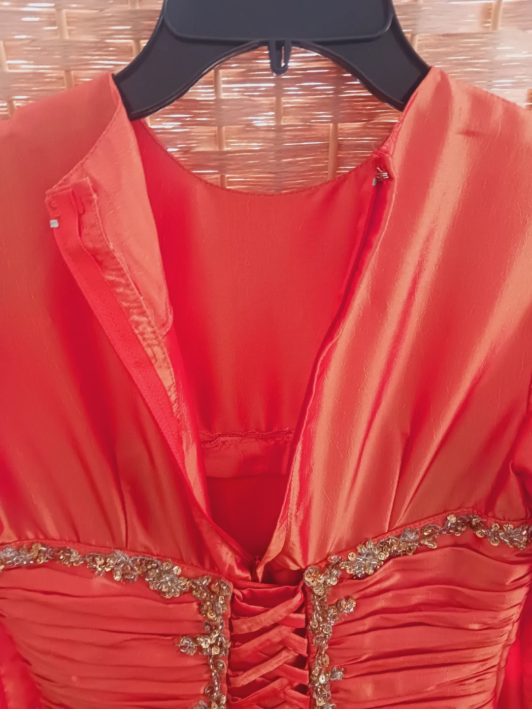 Rich Burnt Orange Ruched Formal Dress With Beaded Embellishment - photo 3