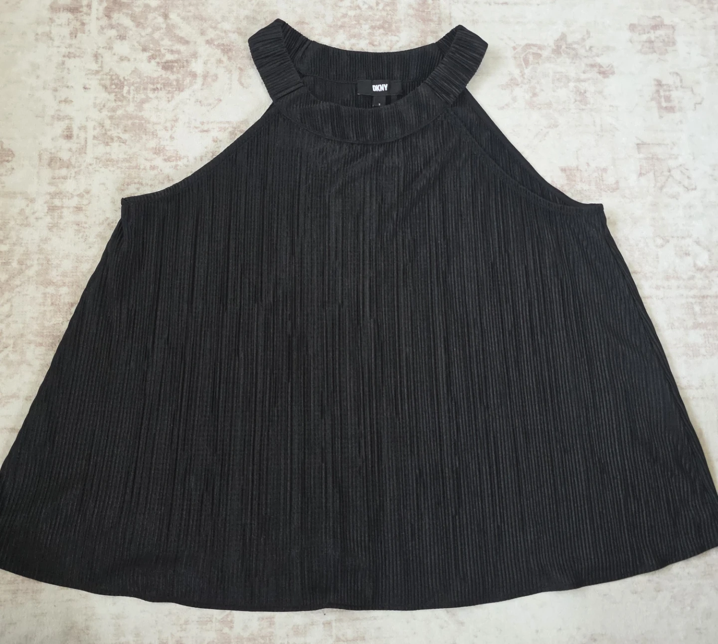 DKNY Black Pleated Halter Top