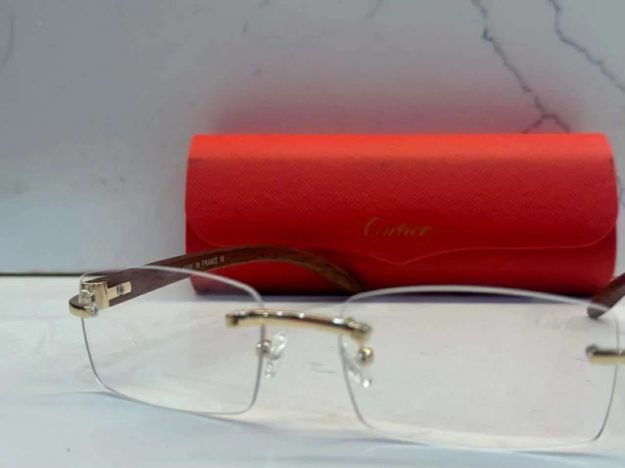 Cartier Rimless Sunglasses with Wood Temples - photo 5