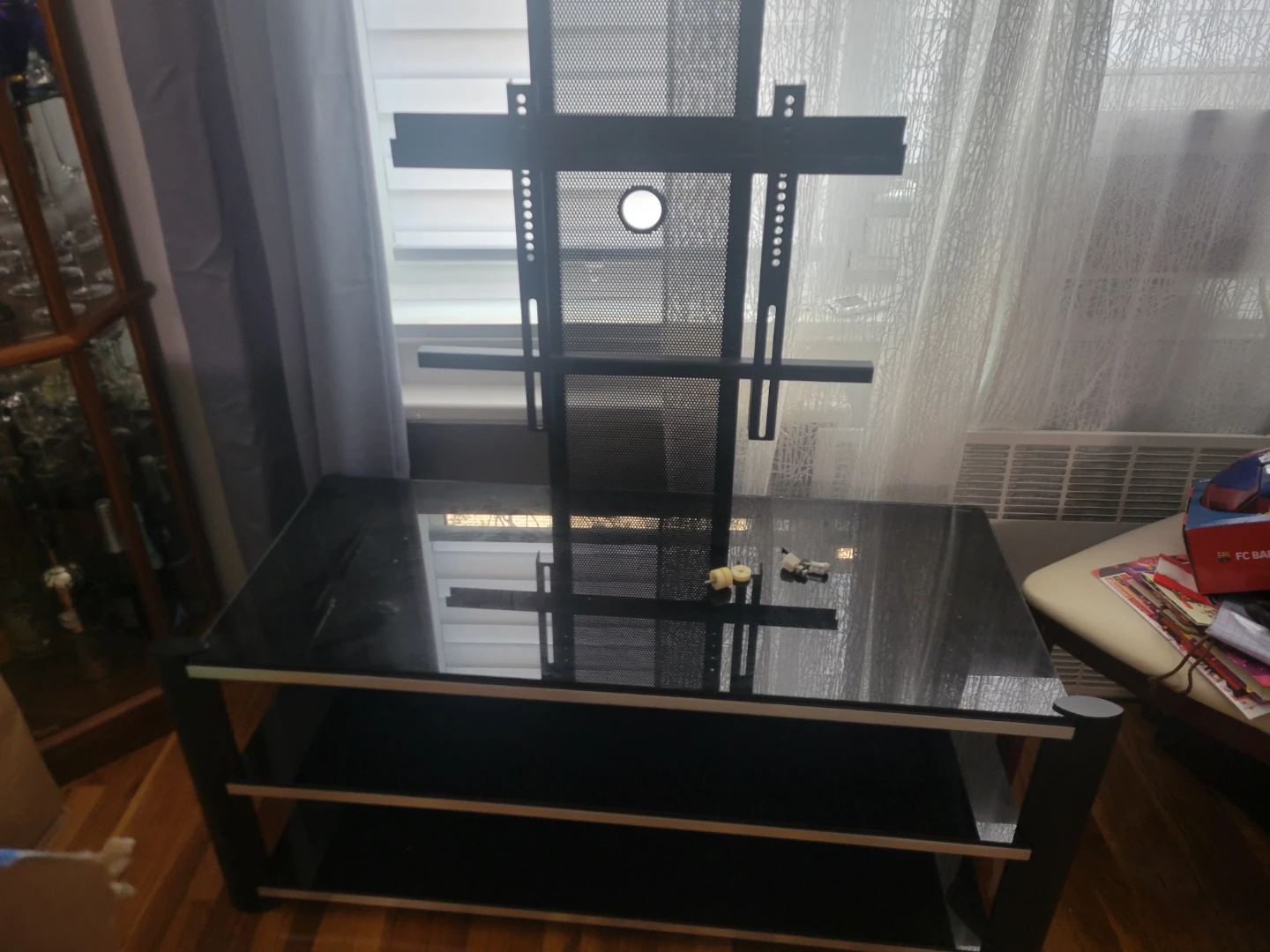 Black Glass TV Stand with Mount - photo 2