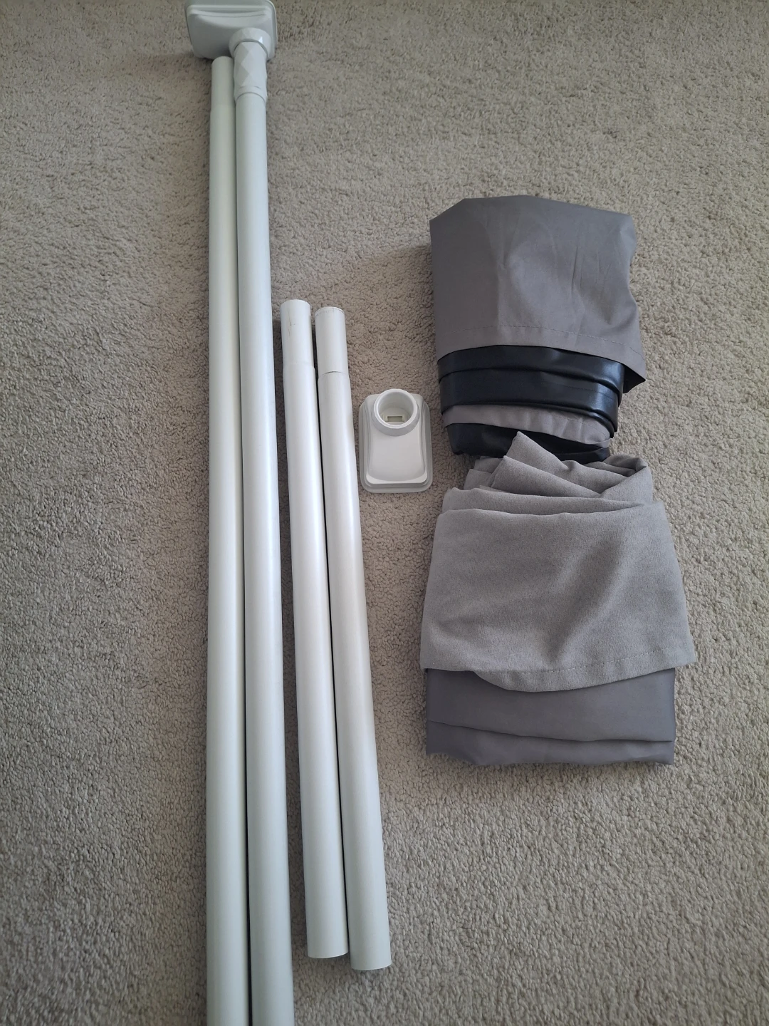 Grey Grommet Curtains with White Curtain Rod