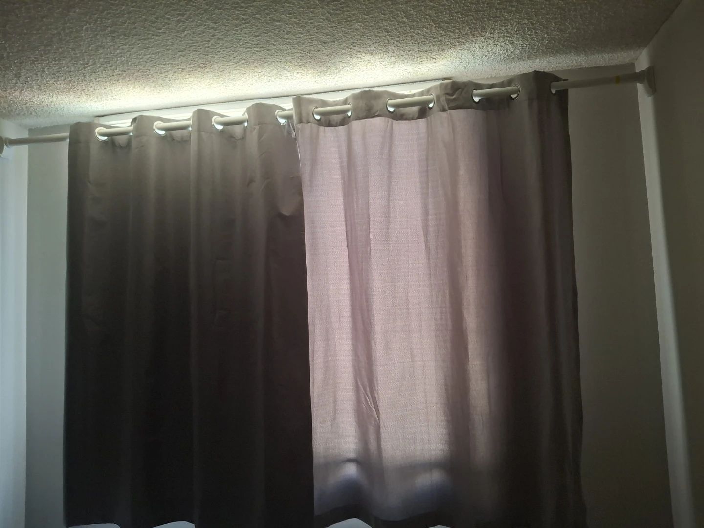 Grey Grommet Curtains with White Curtain Rod - photo 2