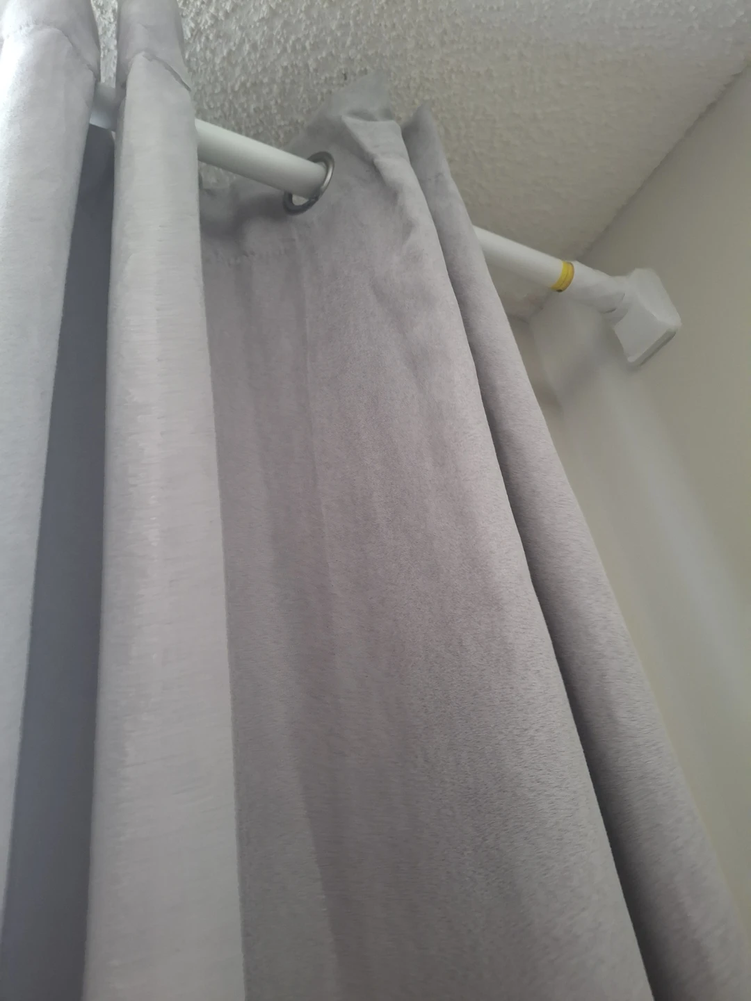 Grey Grommet Curtains with White Curtain Rod - photo 3