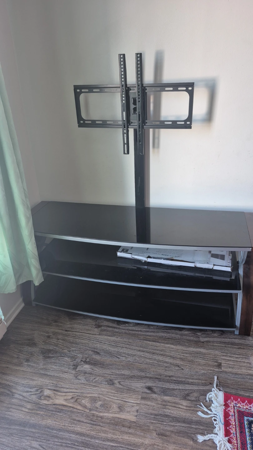 Black Glass TV Stand with Mount