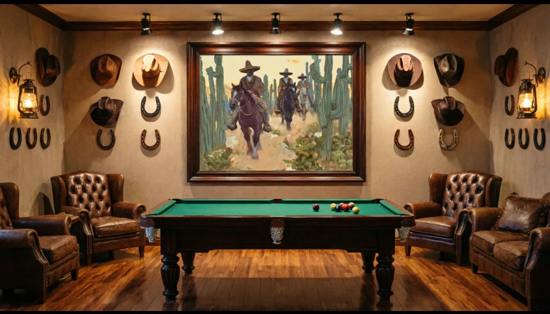 Painting of Cowboys on Horses in Desert - photo 2
