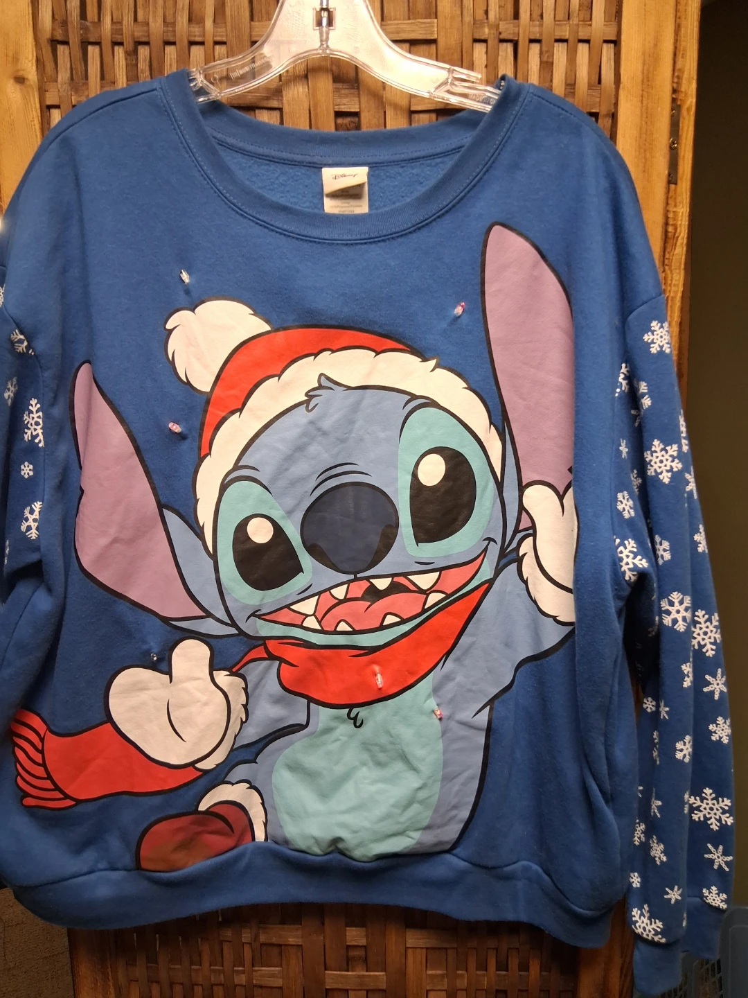 Disney Stitch Christmas Blue Sweatshirt with Lights