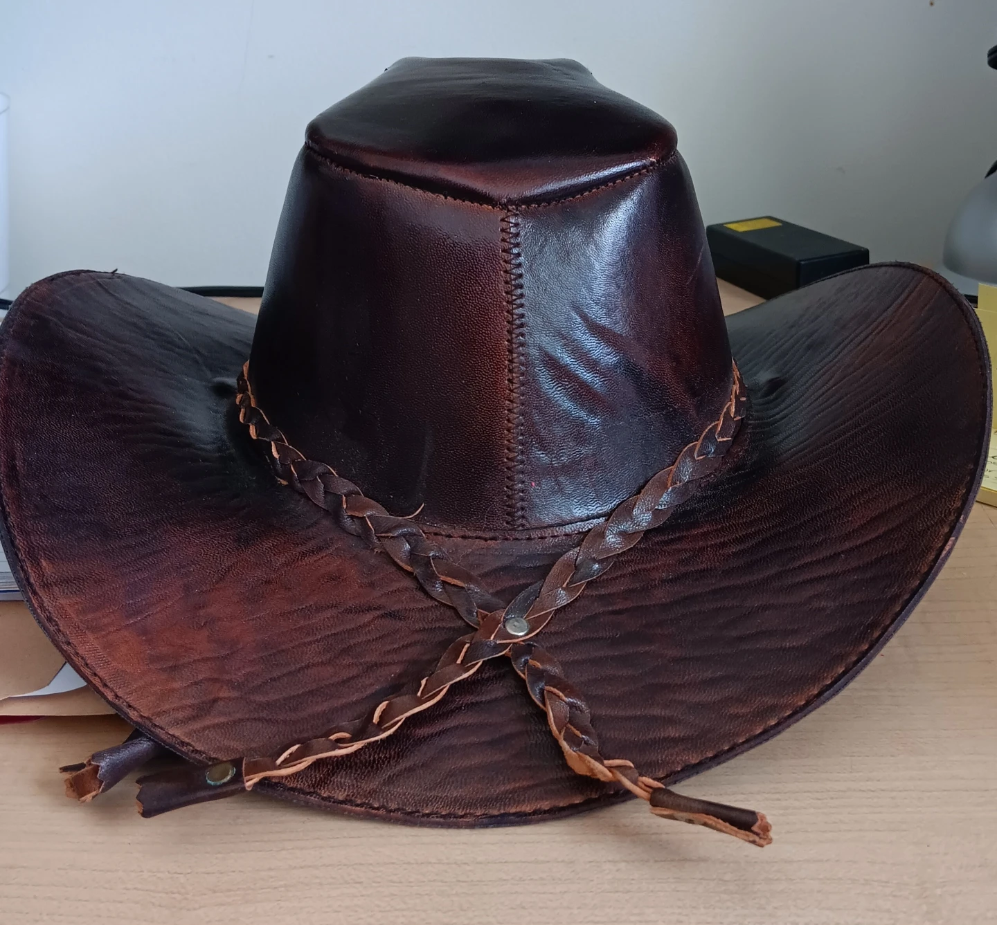 Brown Leather Cowboy Hat - photo 2