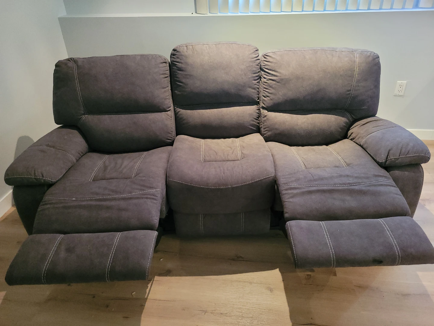 Grey Fabric 3-Seater Reclining Sofa