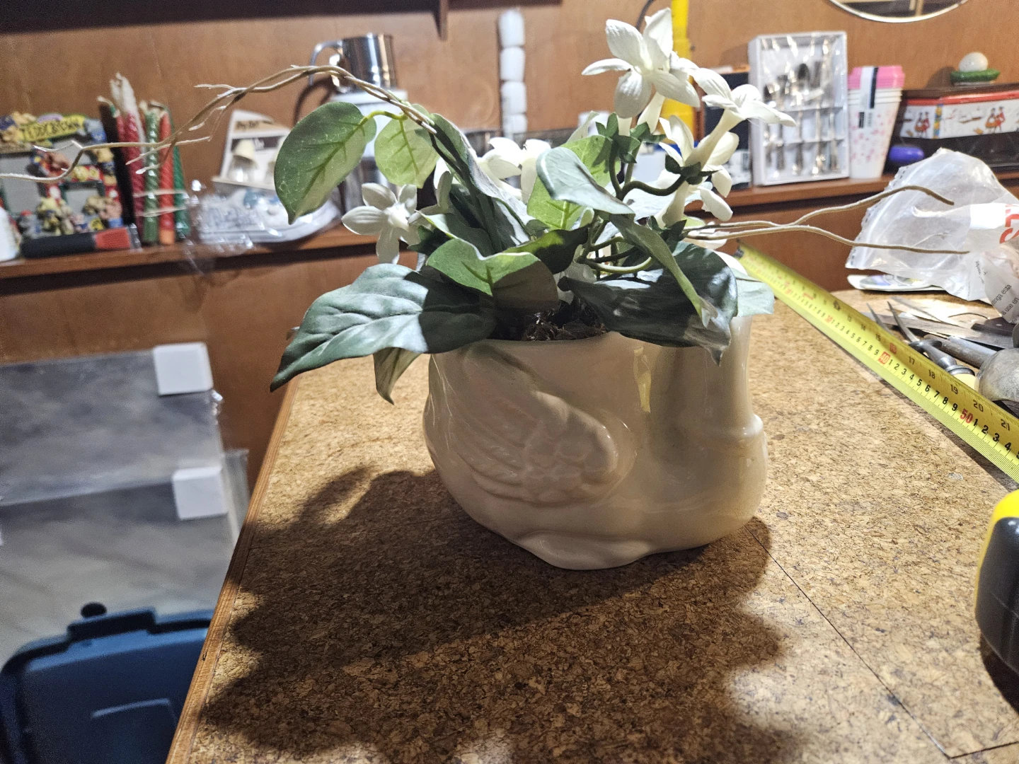 Ceramic Swan Planter with Faux Flowers - photo 3