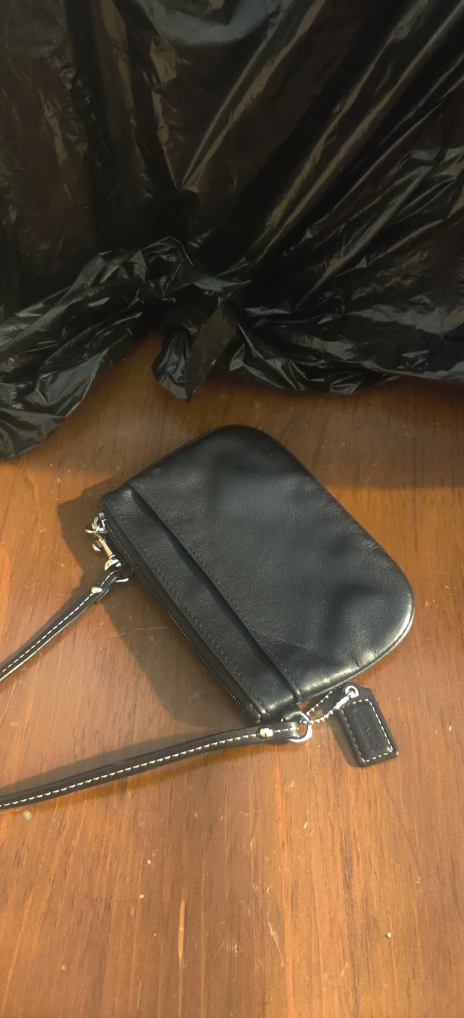 Coach Black Leather Wristlet Pouch