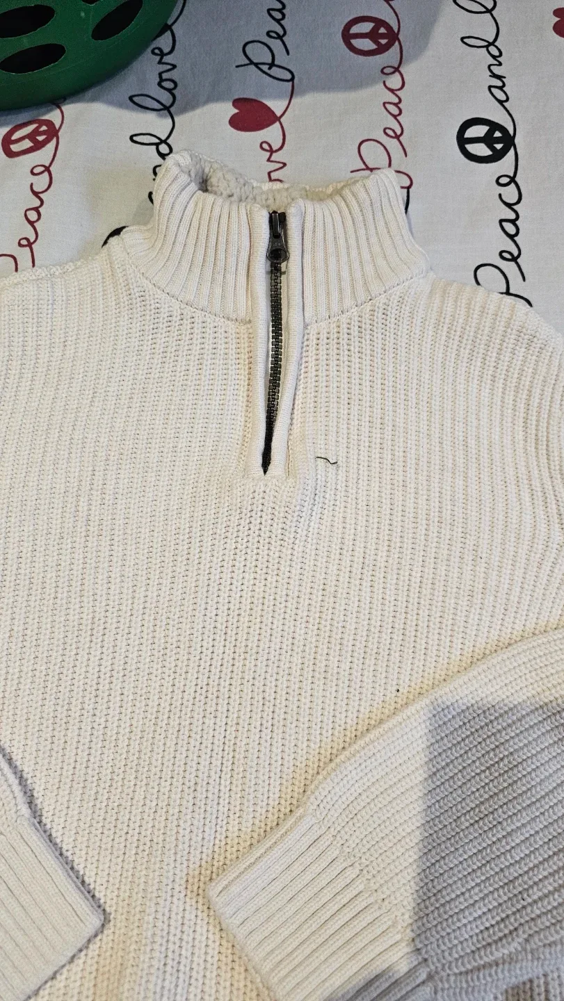The Children's Place Cream Quarter Zip Sherpa Lined Sweater