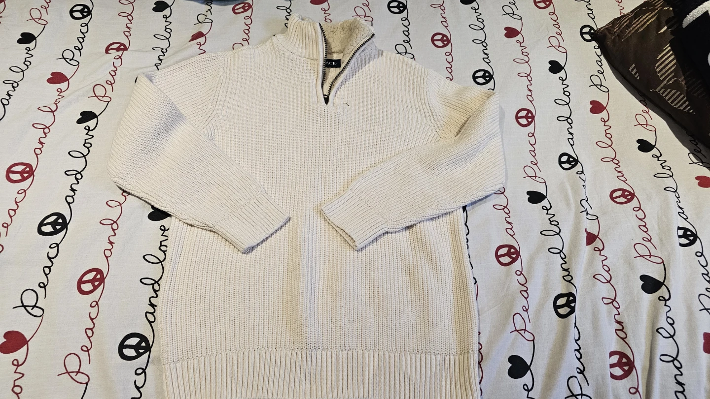 The Children's Place Cream Quarter Zip Sherpa Lined Sweater - photo 4
