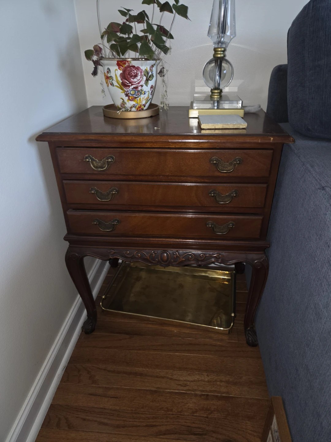 Vintage Wooden End Table with Drawers (pair)