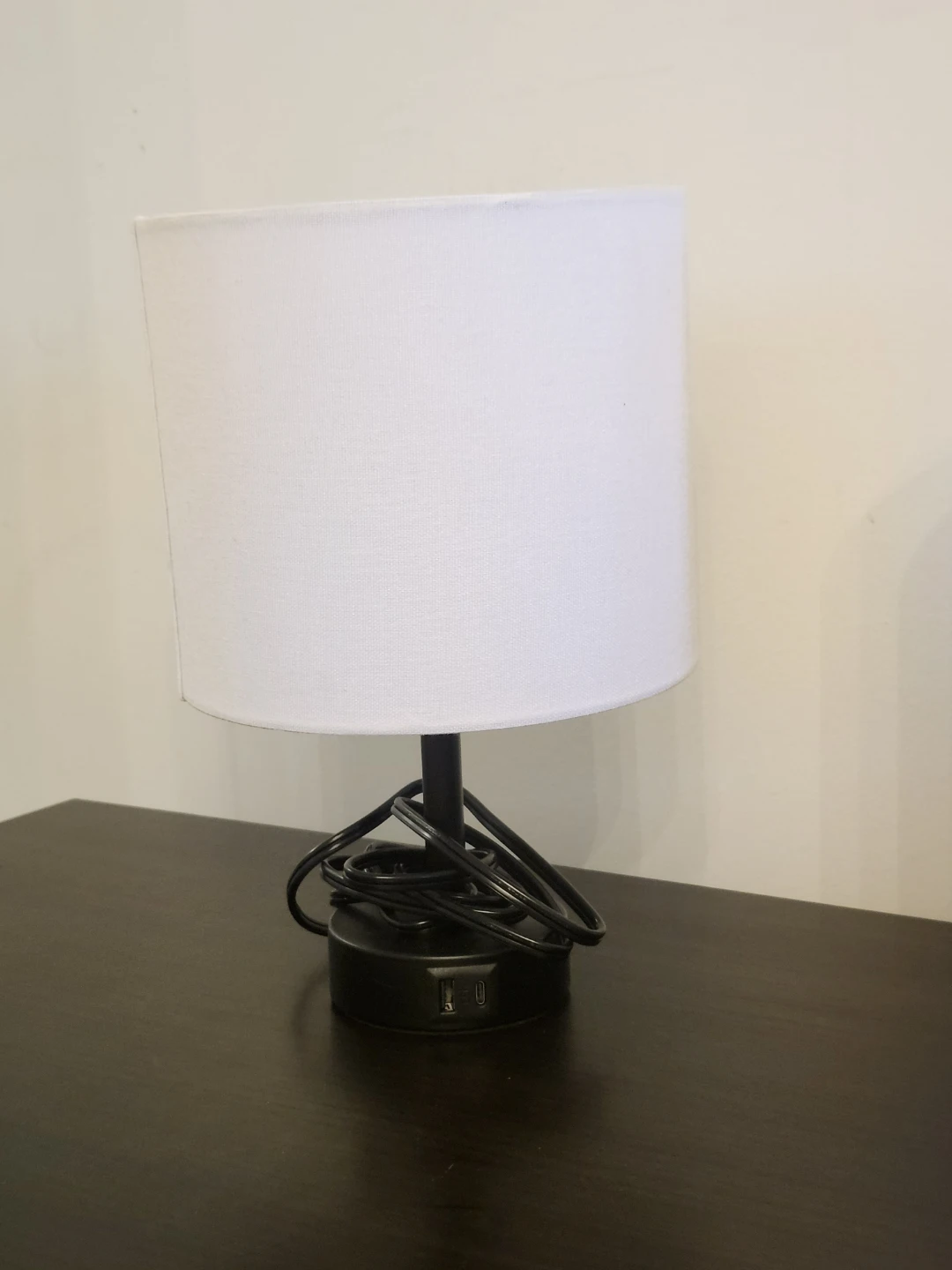 Set of 2 Black Table Lamp with USB Charging Ports - photo 3