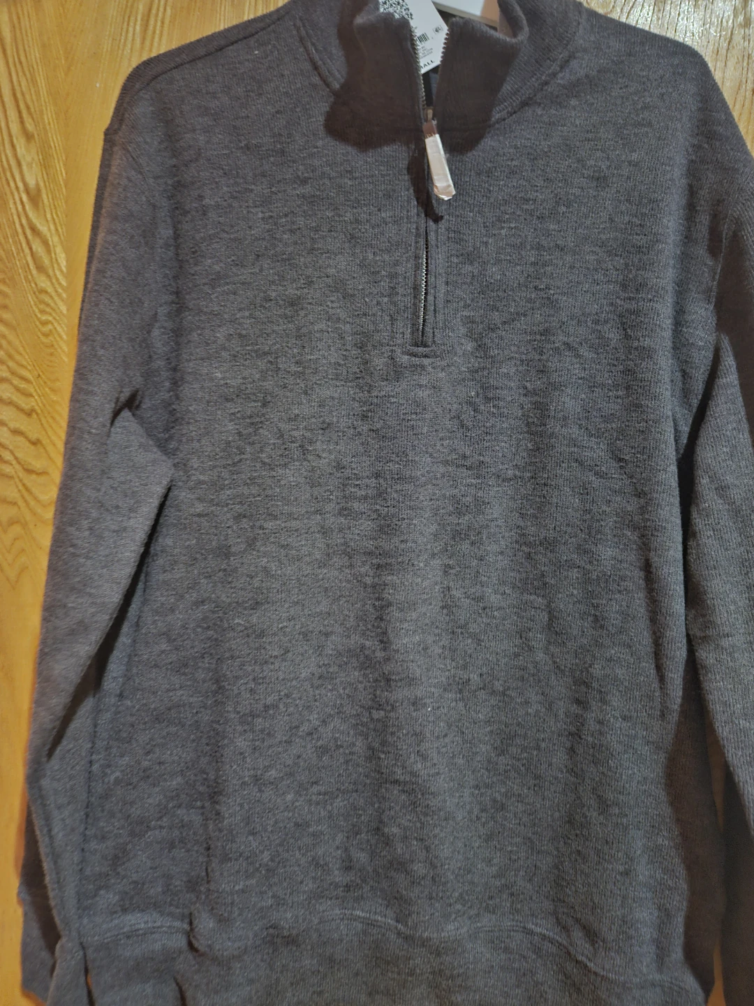 Lands' End Ribbed Quarter Zip Dark Charcoal Small
