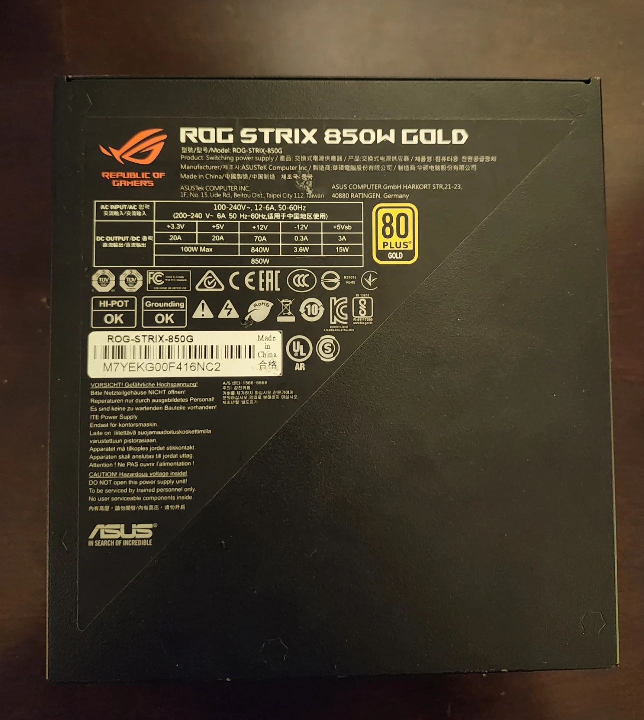 ASUS ROG Strix 850W Gold Power Supply (NO CABLES) - photo 2