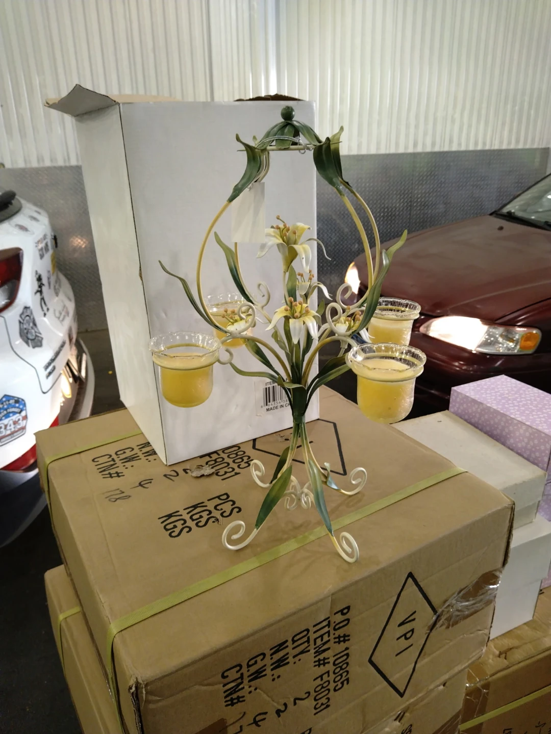 Floral Tapered Candle Holder with Votive Cups