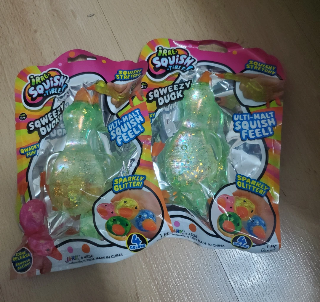 Squishy Stretchy Green Glitter Duck