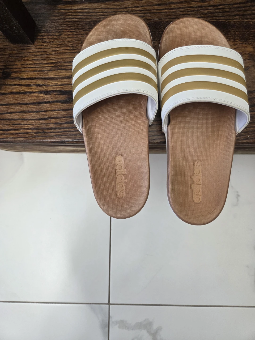 Adidas Slides - White/Gold - photo 2
