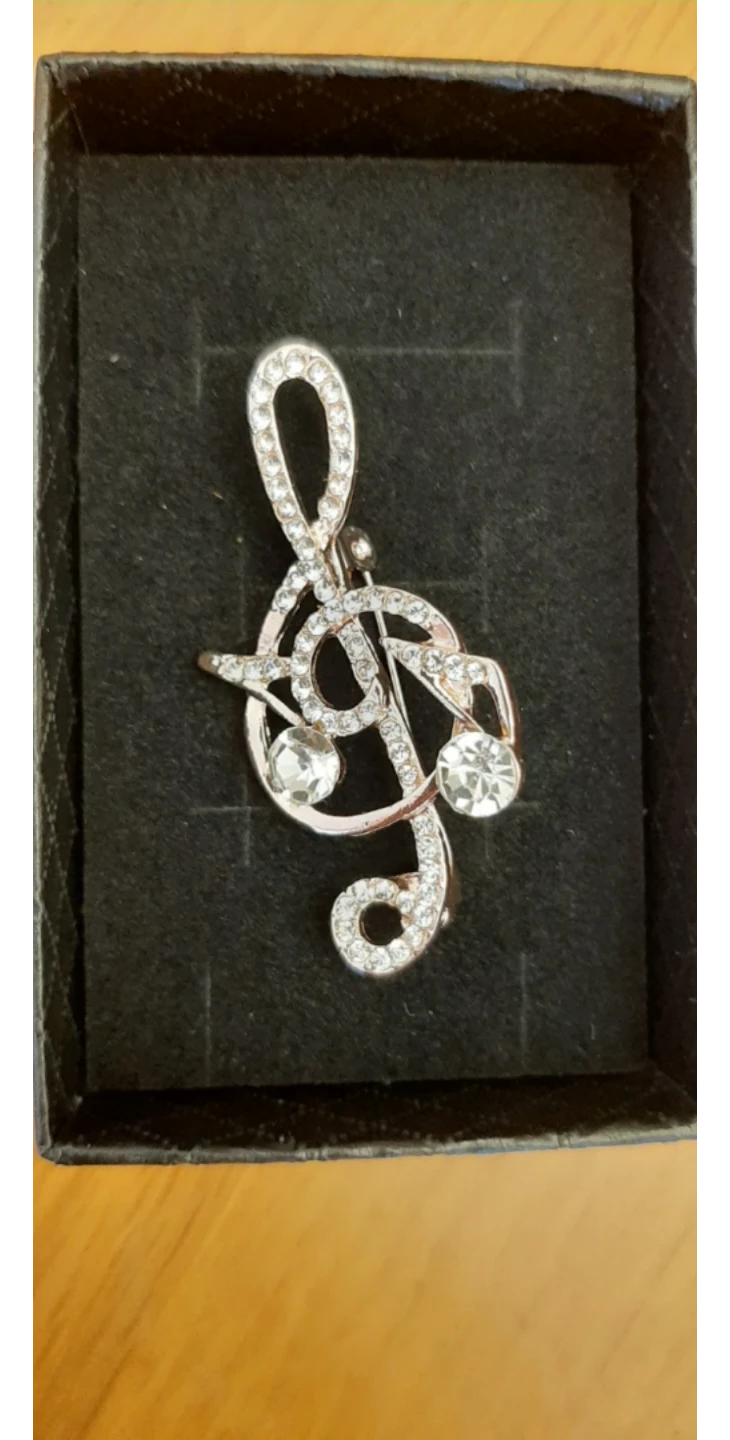Musical Treble Clef Brooch with Rhinestones - photo 2