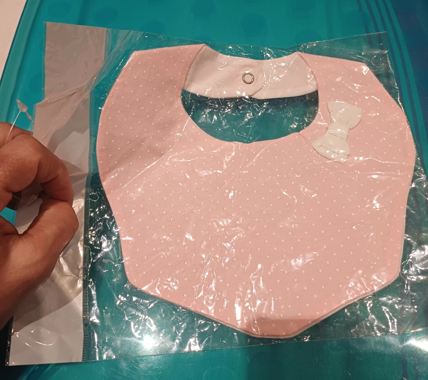 FREE, NEW: Pink Polka Dot Baby Bib with Bow
