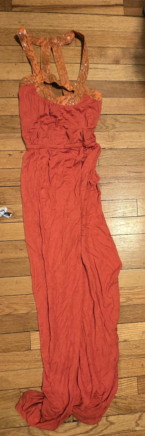 Orange & Red Strappy Maxi Dress