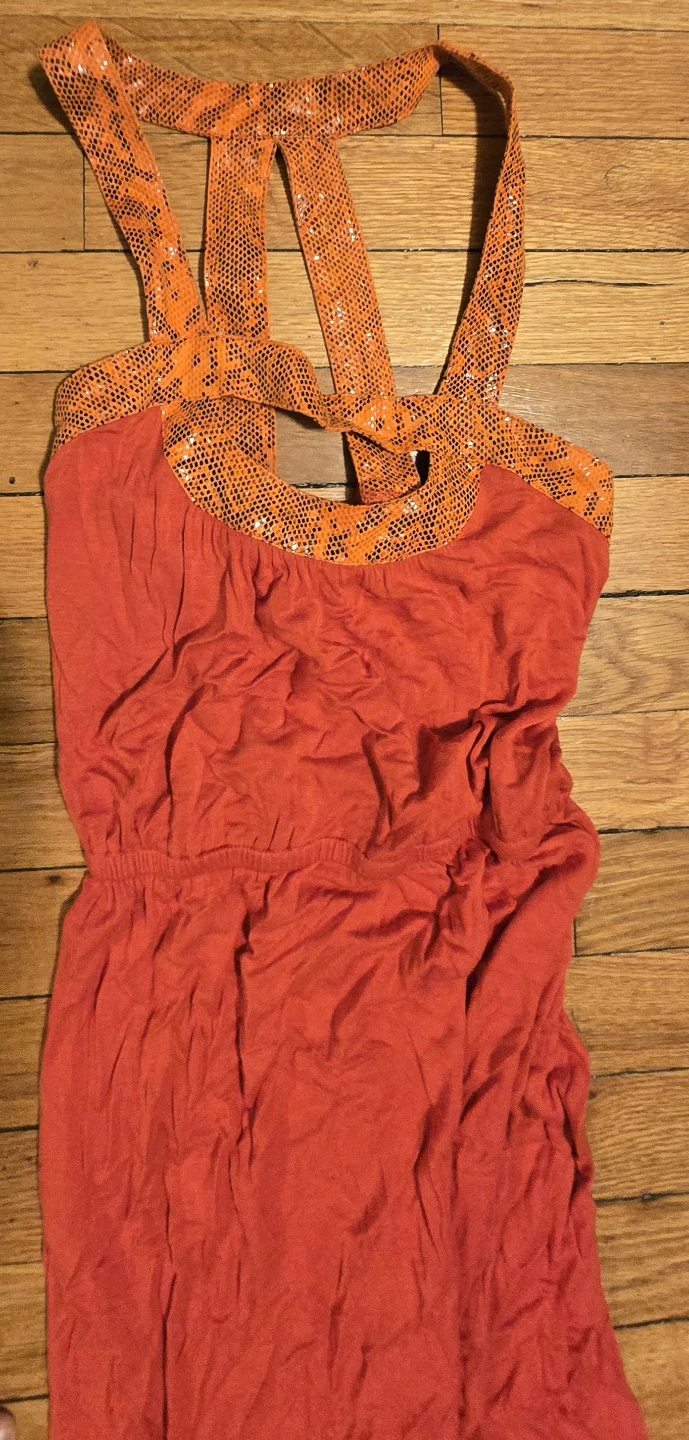 Orange & Red Strappy Maxi Dress - photo 2