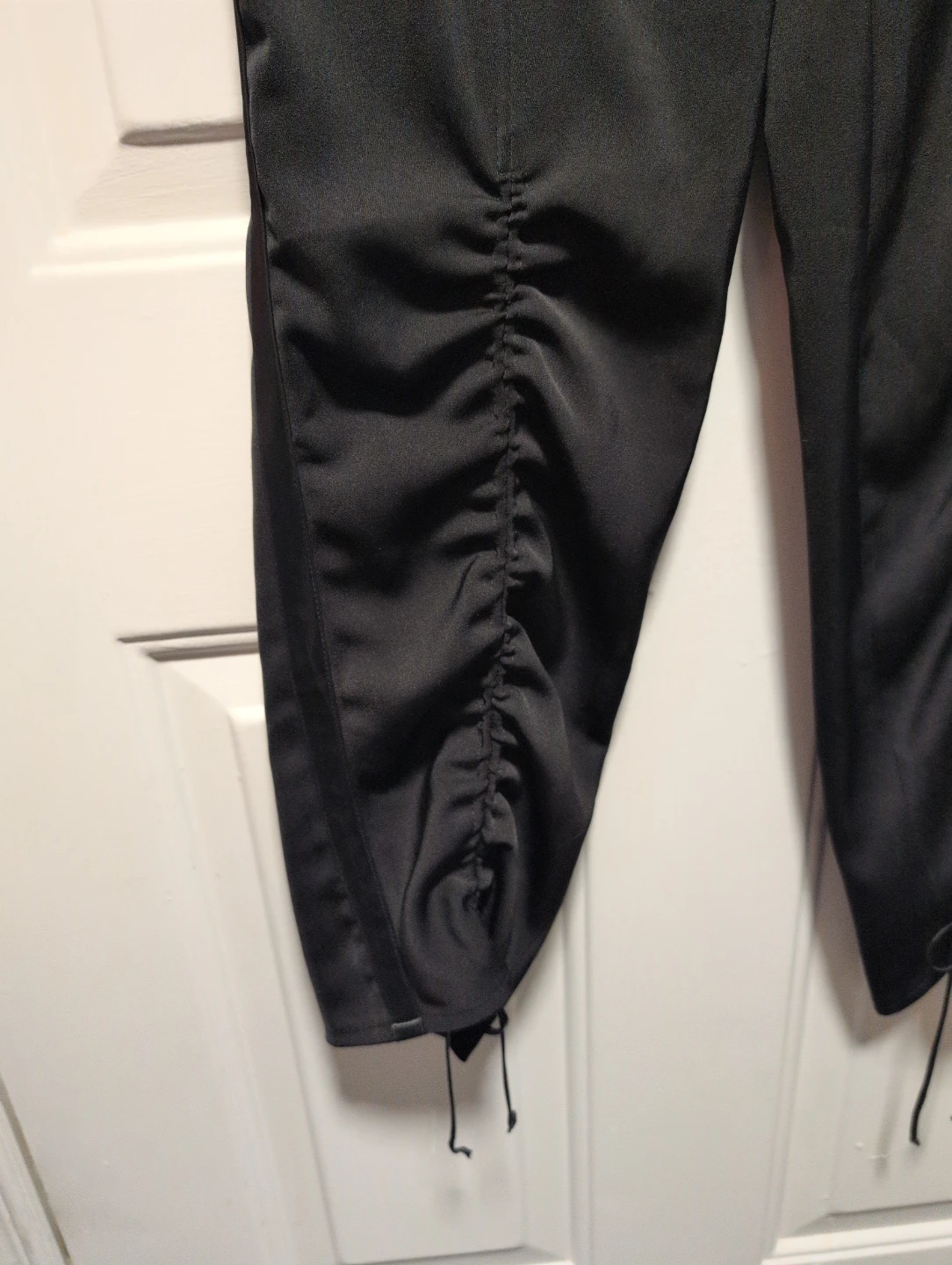 Black Satin Jogger Pants with Ruching - photo 2