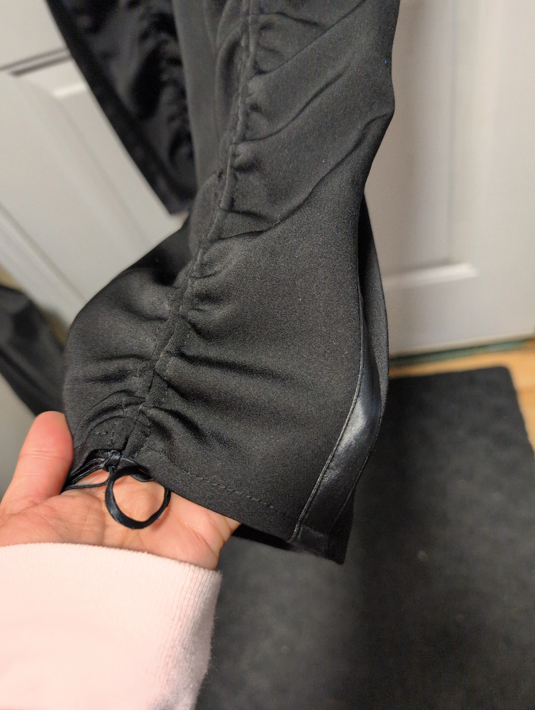 Black Satin Jogger Pants with Ruching - photo 5