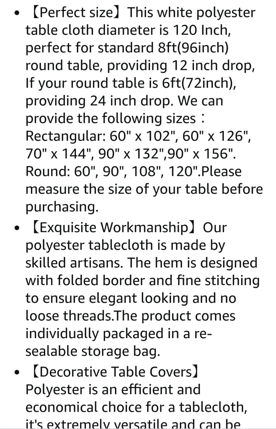 BNIB 120 Inch White Polyester Round Tablecloth - photo 5