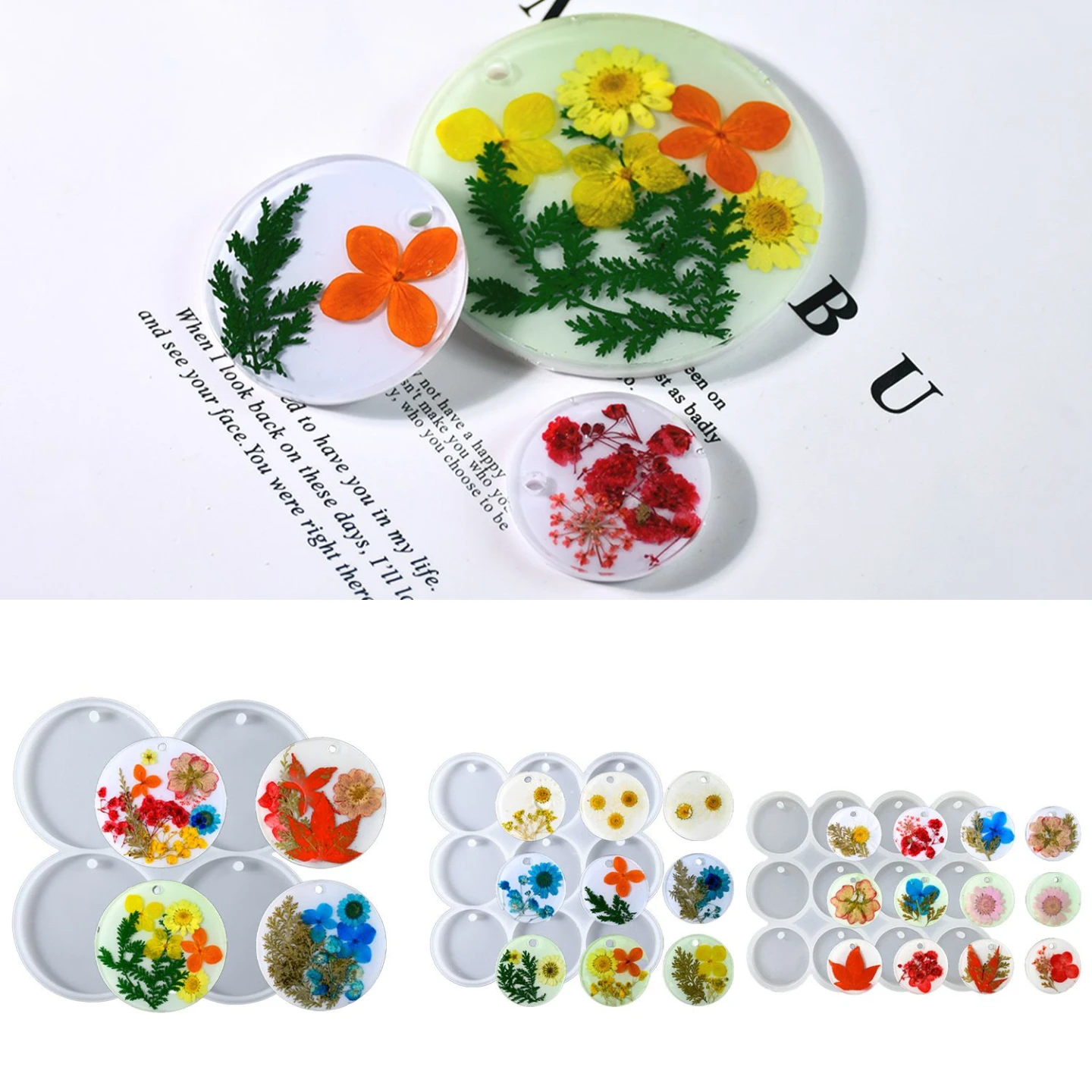 Round Keychain Pendant Silicone Mold for Resin Crafts