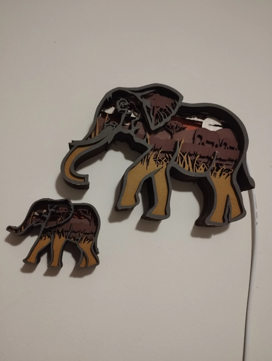 Wooden Elephant Family Wall Art