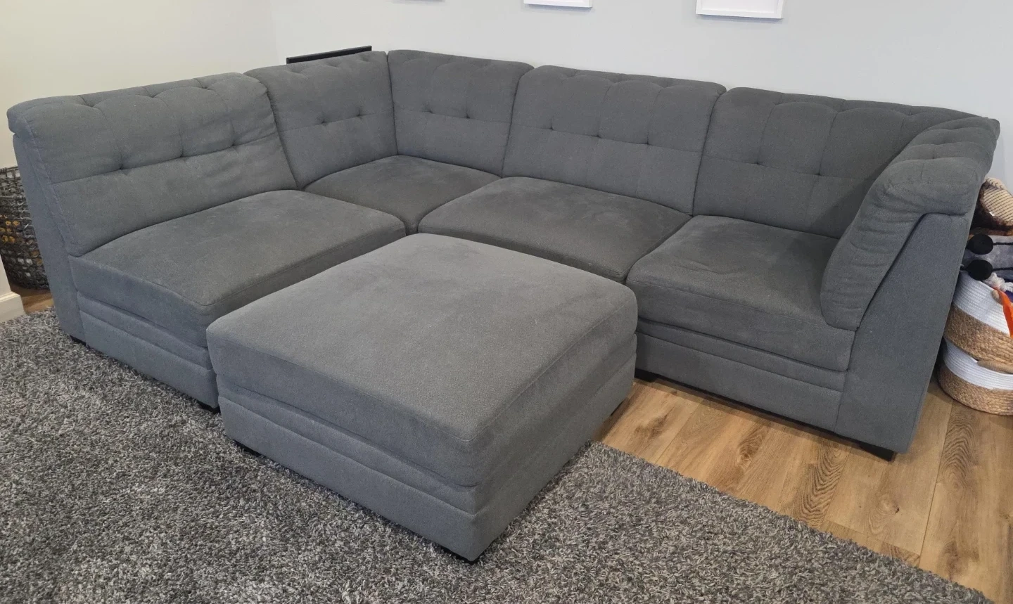 Grey Sectional Sofa with Ottoman