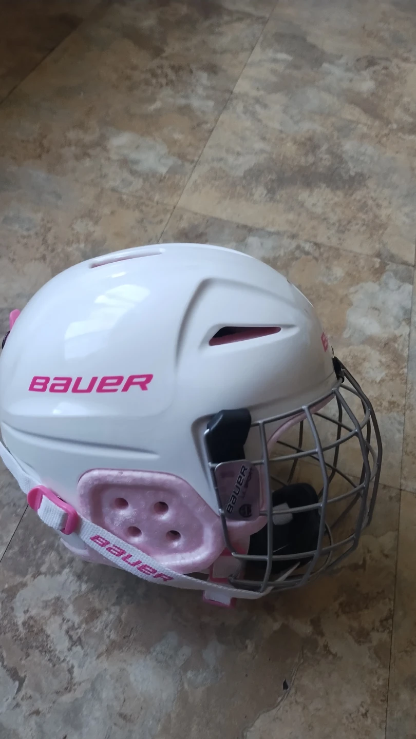 Bauer Lil Sport Hockey Helmet with Cage - Pink/White - photo 3